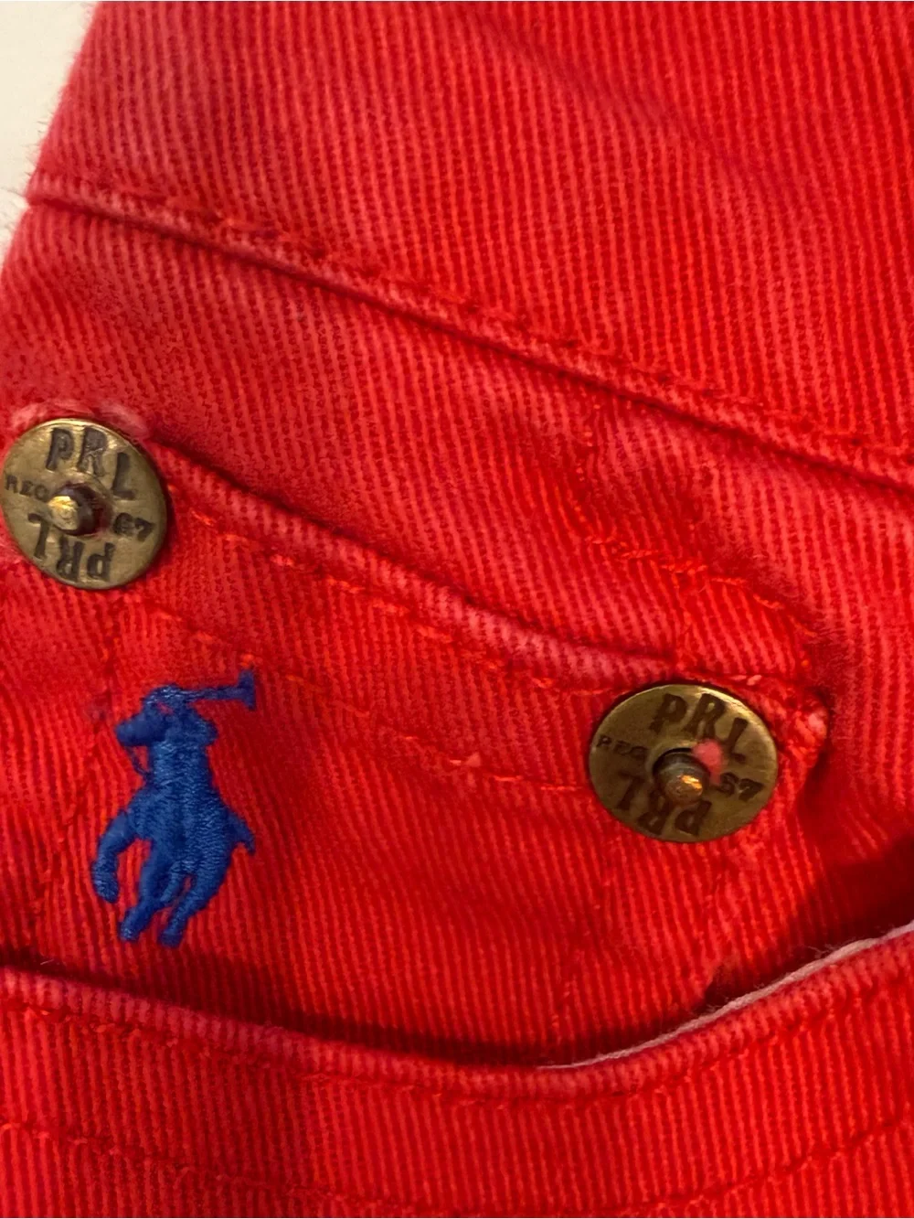Ralph Lauren Unisex Kids 2 PCS Set Denim Shirt Red Jeans Sz 18 Mo. EUC